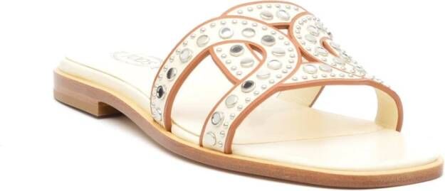 TOD'S Wit leren instap sandalen met studs White Dames