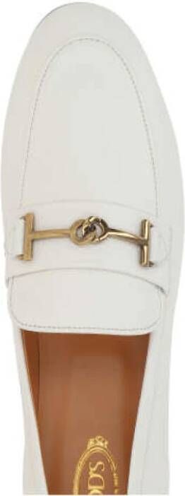 TOD'S Witte Leren Loafers met Dubbel T Detail White Dames