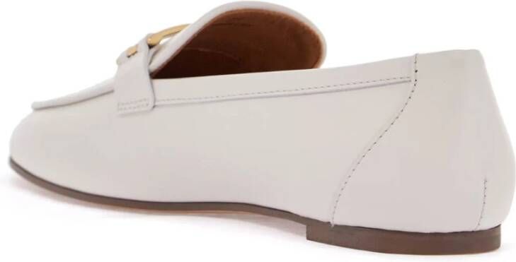 TOD'S Witte kalfsleren mocassin met gouden staaf White Dames