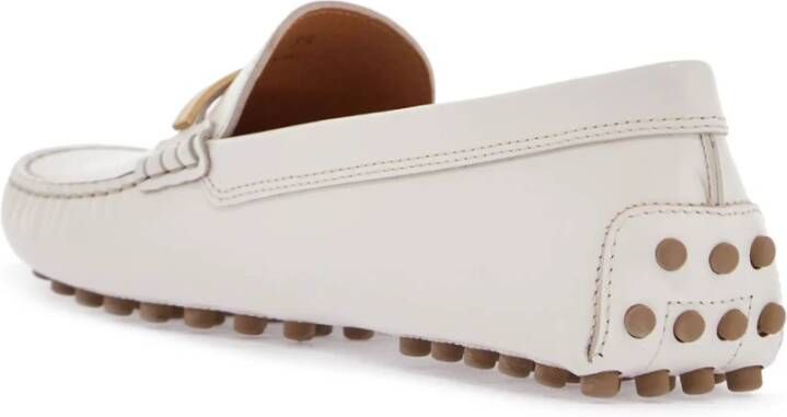 TOD'S Witte Kalk Rijdende Loafer met Lage Hak White Dames