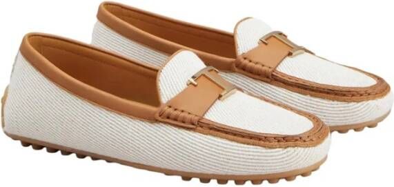 TOD'S Witte katoenen en linnen loafers Multicolor Dames