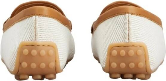 TOD'S Witte katoenen en linnen loafers Multicolor Dames