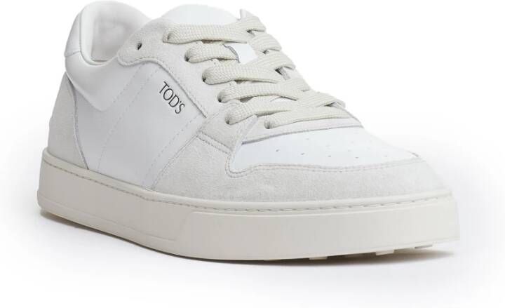 TOD'S Witte Leren en Suède Sneakers White Heren