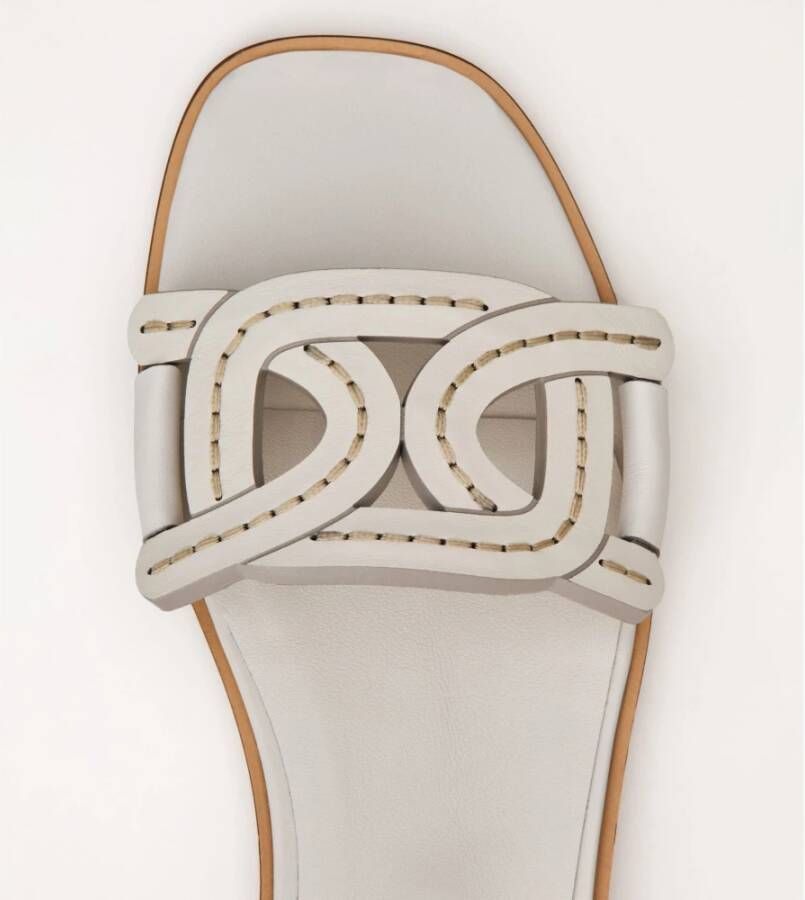 TOD'S Witte Leren Gevlochten Sandaal White Dames