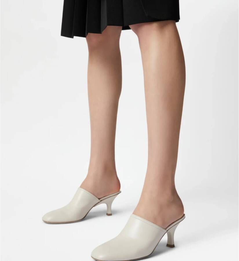 TOD'S Witte leren hakken sabot schoen White Dames