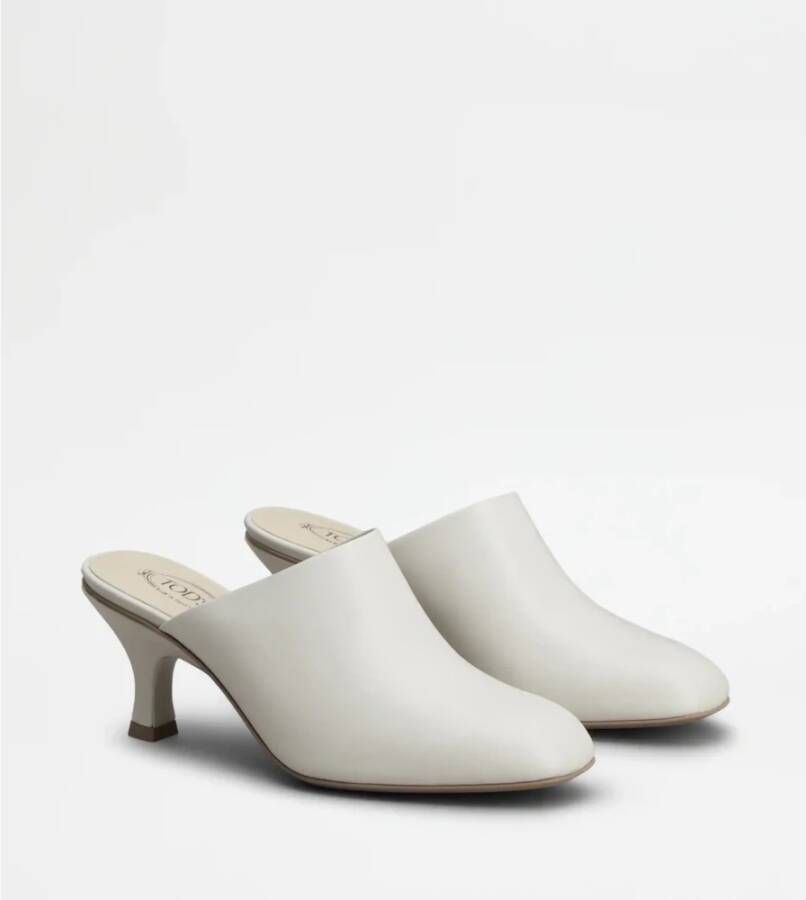 TOD'S Witte leren hakken sabot schoen White Dames