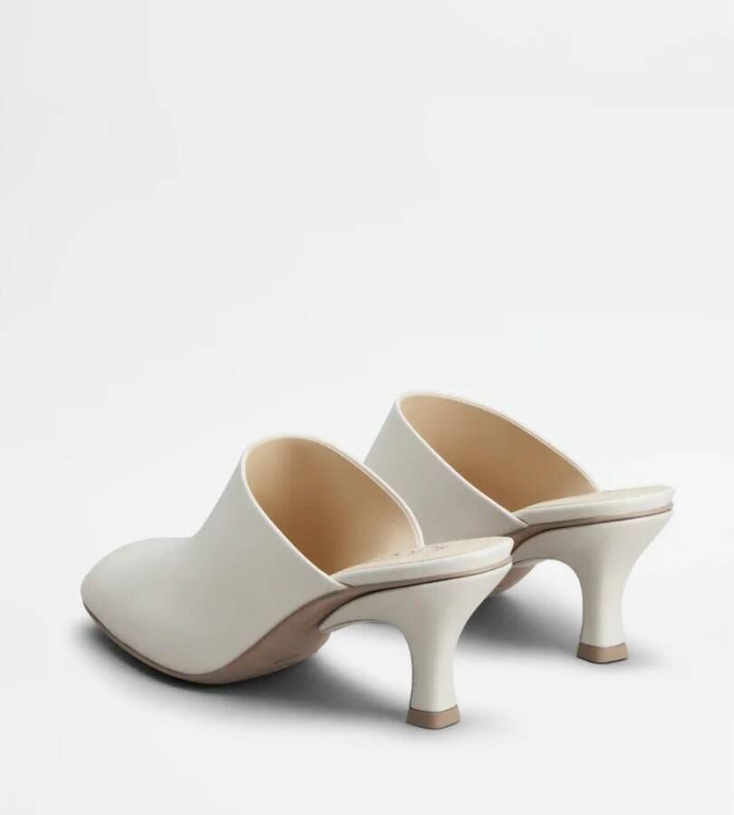 TOD'S Witte leren hakken sabot schoen White Dames