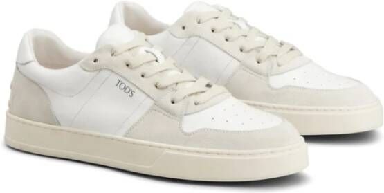 TOD'S Witte Leren Lage Sneakers White Heren