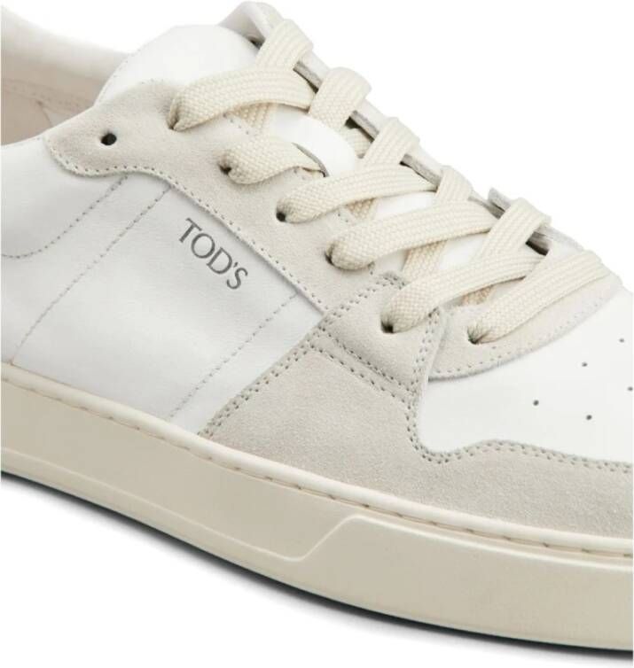 TOD'S Witte Leren Lage Sneakers White Heren