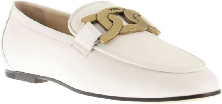 TOD'S Witte Leren Loafers Elegant Instapper White Dames