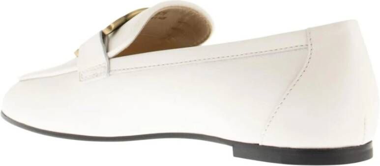 TOD'S Witte Leren Loafers Elegant Instapper White Dames