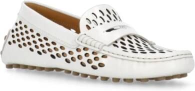 TOD'S Witte Leren Loafers met Metalen Logo White Dames