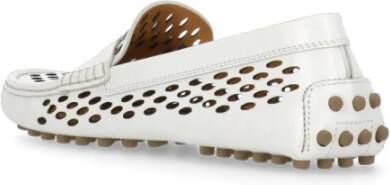 TOD'S Witte Leren Loafers met Metalen Logo White Dames