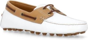 TOD'S Witte Leren Loafers Vierkante Neus Schoenen White Dames