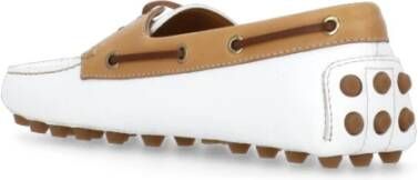 TOD'S Witte Leren Loafers Vierkante Neus Schoenen White Dames