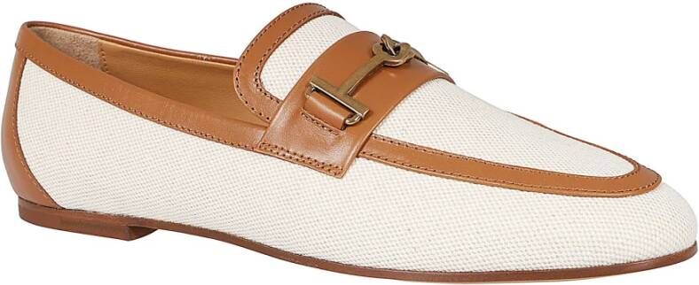 TOD'S Witte leren mocassin met gouden klem White Dames