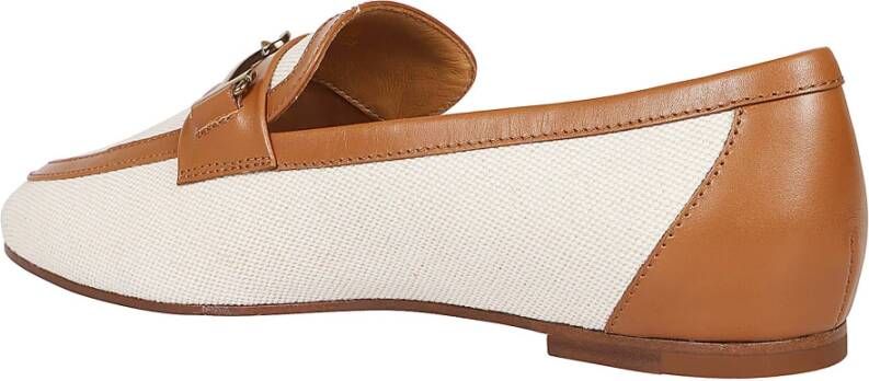 TOD'S Witte leren mocassin met gouden klem White Dames