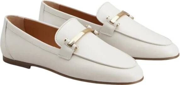 TOD'S Witte leren mocassin met leren zool White Dames