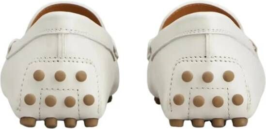 TOD'S Witte leren mocassin met rubberen zool White Dames