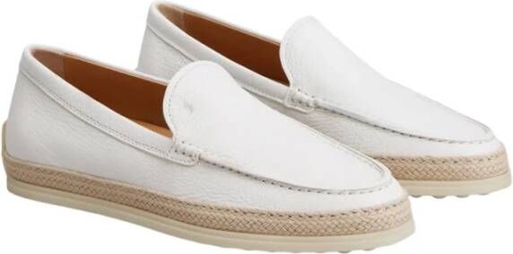 TOD'S Witte leren mocassin slof White Dames