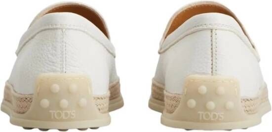 TOD'S Witte leren mocassin slof White Dames