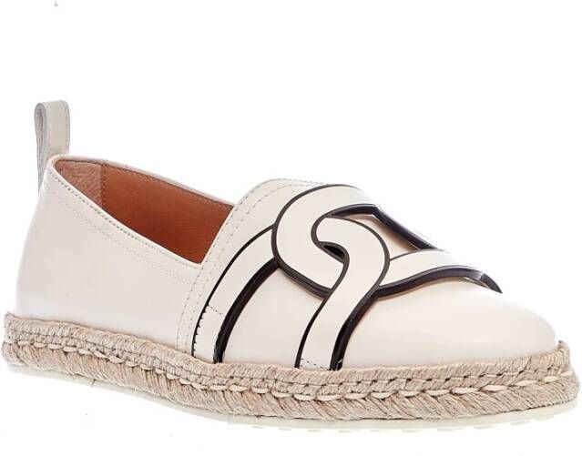 TOD'S Witte Leren Mocassins met Ketting Gesp White Dames