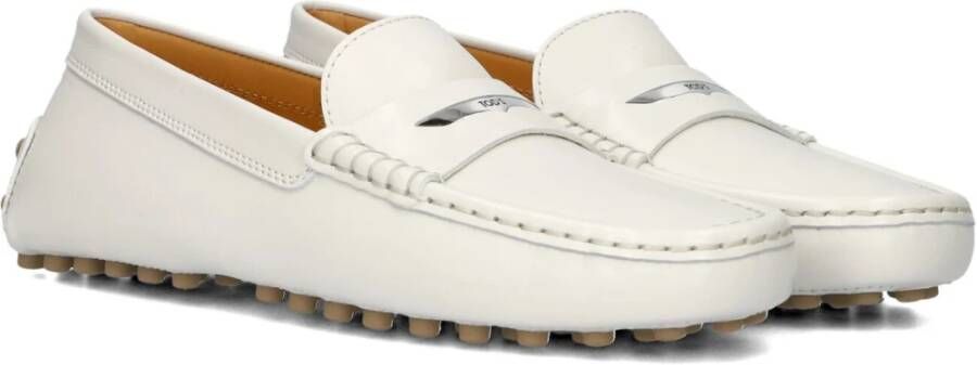 TOD'S Witte leren mocassins met metalen detail White Dames