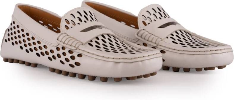 TOD'S Witte leren platte schoenen geperforeerd ontwerp White Dames