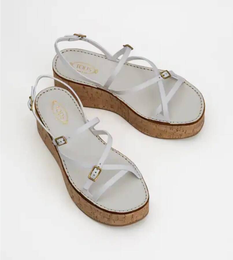 TOD'S Witte leren sleehak sandaal White Dames