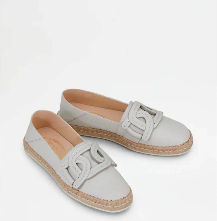 TOD'S Witte Leren Slip-Ons met Kettingdetail White Dames