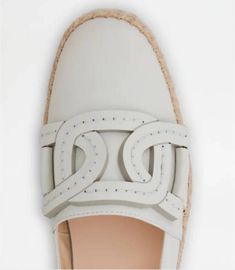 TOD'S Witte Leren Slip-Ons met Kettingdetail White Dames