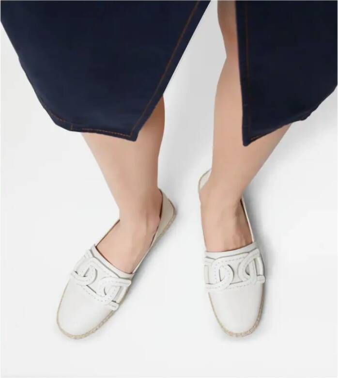 TOD'S Witte Leren Slip-Ons met Kettingdetail White Dames