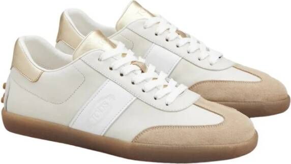 TOD'S Witte leren sneakers met gouden details White Dames