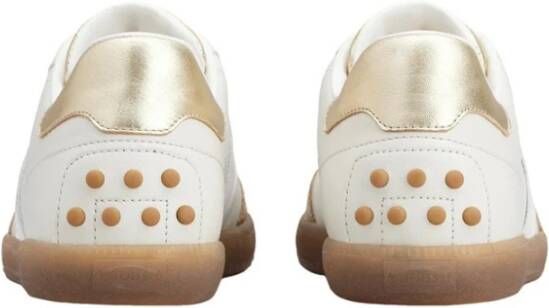 TOD'S Witte leren sneakers met gouden details White Dames