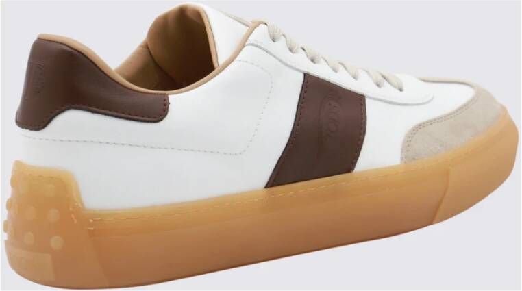 TOD'S Witte Leren Sneakers met Logo Details White Heren