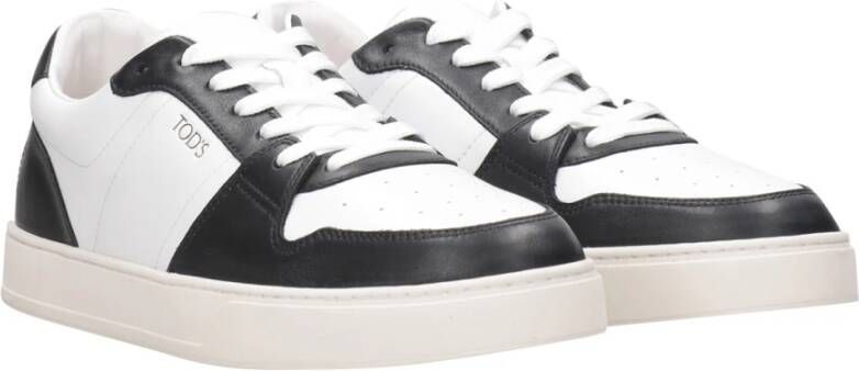 TOD'S Witte Leren Sneakers met Logo Black Heren