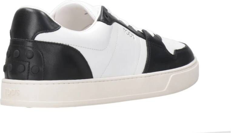 TOD'S Witte Leren Sneakers met Logo Black Heren