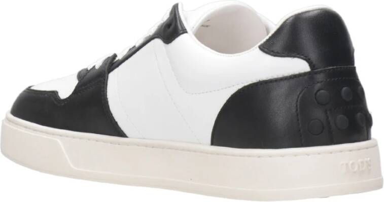 TOD'S Witte Leren Sneakers met Logo Black Heren