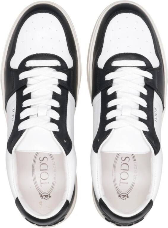 TOD'S Witte Leren Sneakers met Logo Black Heren