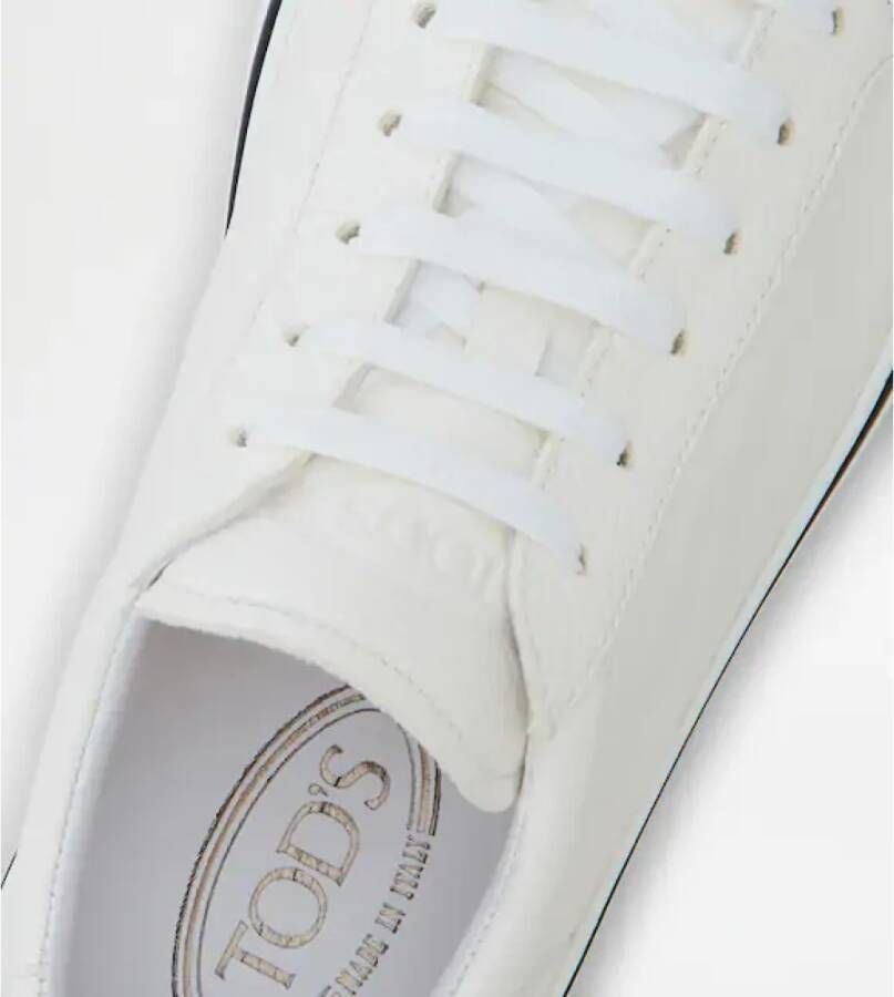 TOD'S Witte Leren Sneakers met Rubberdetails White Heren