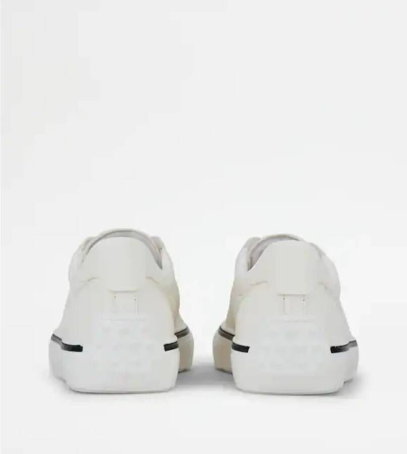 TOD'S Witte Leren Sneakers met Rubberdetails White Heren