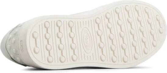 TOD'S Witte Leren Sneakers met Stud Detail White Heren