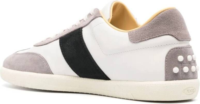 TOD'S Witte leren sneakers met suède inzetstuk White Heren