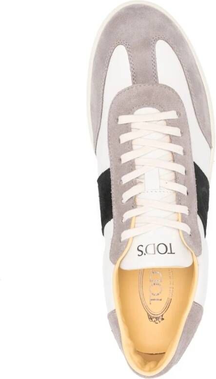 TOD'S Witte leren sneakers met suède inzetstuk White Heren