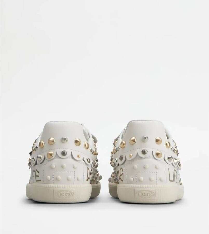 TOD'S Witte leren studded sneaker White Dames