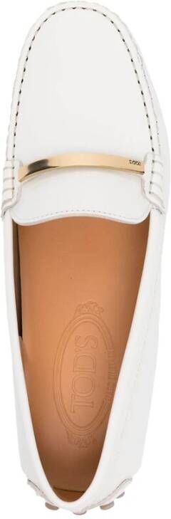 TOD'S Witte Logo Plaque Gommino Zool Schoenen White Dames