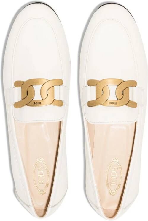 TOD'S Witte platte schoenen met kettingdetail White Dames