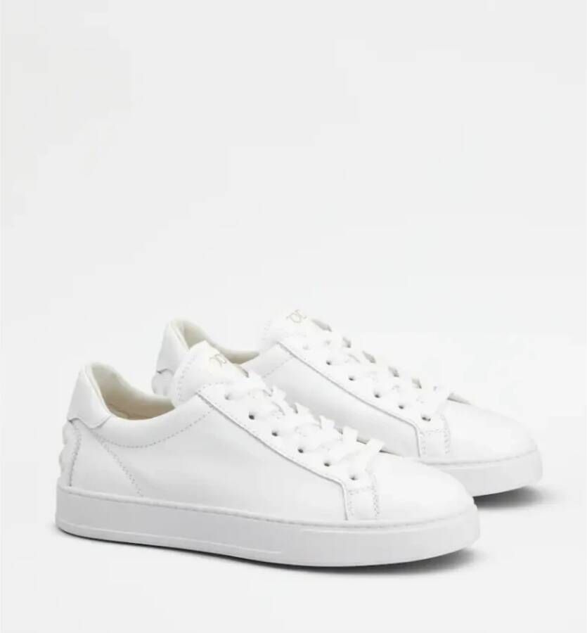 TOD'S Witte Sneakers van Kalfsleer met Rubberen Zool White Dames