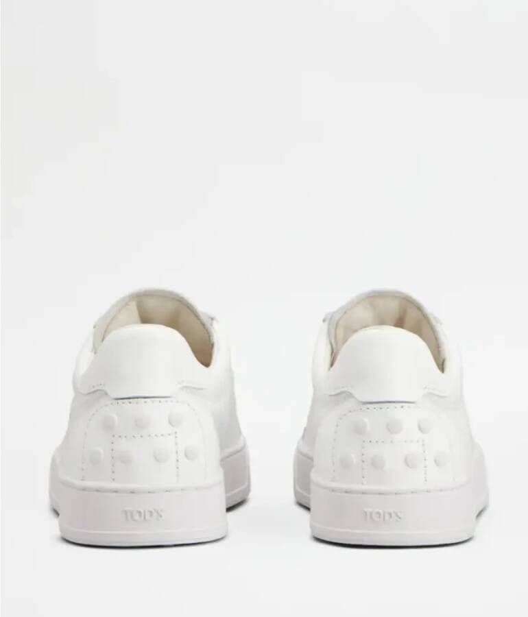 TOD'S Witte Sneakers van Kalfsleer met Rubberen Zool White Dames