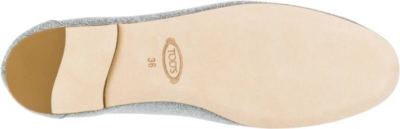 TOD'S Zilveren Glanzende Loafers Gray Dames